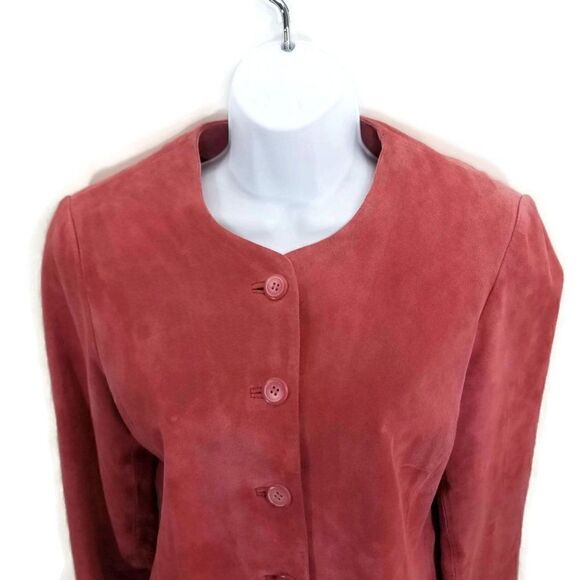 Pendleton Women's Petite Size Small Pink 5-button Leather Jacket - Picture 3 of 10